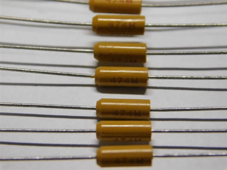 10 Kemet T322B474M050AS .47uF 50V 20% Axial Molded Solid Tantalum Capacitors - Image 1 of 1