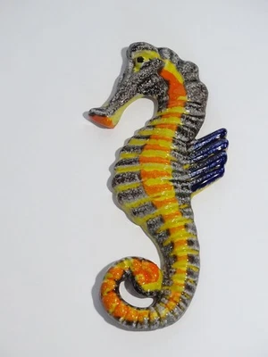 Keramik Seepferd - Relief, bunte Tropfglasur - Vintage Handarbeit MADE IN ITALY - Bild 1 von 2