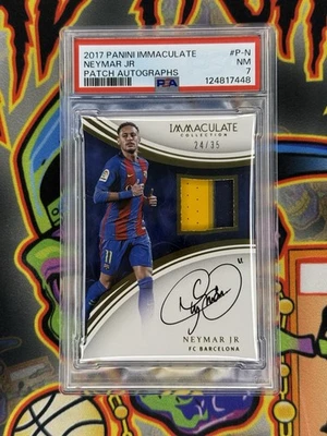 2017 Panini Immaculate Collection Neymar Jr Premium Patch Auto /35 PSA 7 BARCA - Image 1 of 3