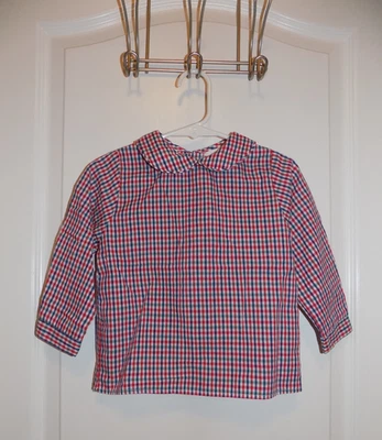 Camisa Bailey Boys Roja Verde Azul Cuadros Cuello Peter Pan 24M Vacaciones XMas Foto 1 de 2
