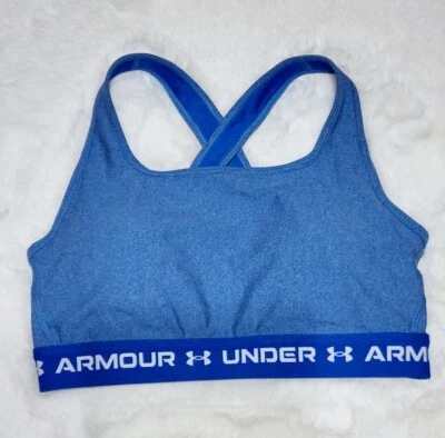 NUEVO🔥Sujetador deportivo acolchado Under Armour para mujer azul HeatGear de impacto medio espalda cruzada Foto 1 de 4