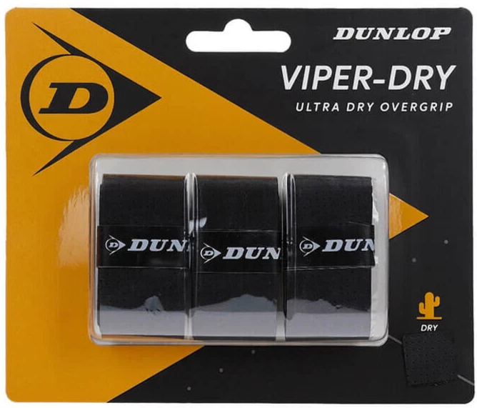 Tênis Dunlop Viper Dry pacote com 3 preto overgrip ultra seco raquete pickleball - Imagem 1 de 1