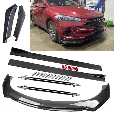 For Hyundai Elantra 2000-2023 Carbon Fiber Front Bumper Lip /Side Skirt/Body Foto 1 de 4
