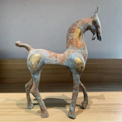 Antiguo caballo de bronce dorado de la dinastía Han occidental Foto 1 de 4