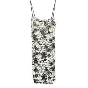 JS COLLECTION - Body con sleeveless short mini dress - 10 - black, white, ruched - Picture 1 of 12