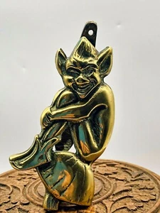 Scarce Vintage Pixie (piskey) Brass Door Knocker - Picture 1 of 12