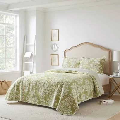 Laura Ashley Rowland Quilt Set 3PC 100% Cotton Reversible Natural Breathable - Image 1 of 4