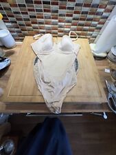 MARKS & SPENCERS NUDE BACKLESS LACE DETAIL THONG BODYSUIT UNDERWIRED SZ 38 D