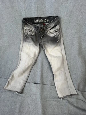 Guess Jeans Mujer Talla Negro Blanco Lavado Azul Denim Capris Recortado Foto 1 de 4
