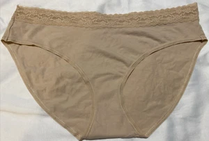 Victorias Secret Cotton Vintage Beige L Large 2014 Lace Trim Hipster Brief Panty - Picture 1 of 8