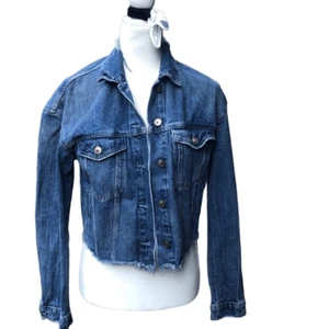 Giacca denim Trafaluc Zara blu invecchiato giacca jeans lavaggio medio donna piccola - Foto 1 di 5