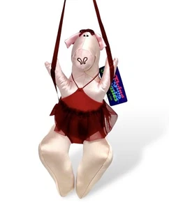 Vintage 1980 Dakin Flying Fantasies Hanging Satin Pig Peony Ballerina Tags Rare - Picture 1 of 11