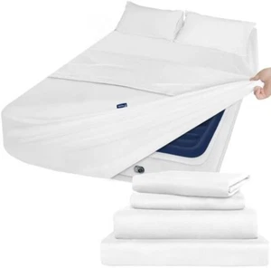 Air Mattress Queen Sheet Set Fits 16" to 24" Mattress Extra Deep Pocket 4 Piece - Picture 1 of 9