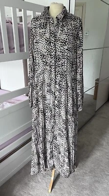 Mint Velvet Purple Willa Heart Print Crinkle Maxi Shirt Dress UK 16. DEFECT-RIP! - Image 1 of 4