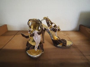 WILD ROSE Women Brown Gold 4" 5.5M Style Port09 High Heels Stiletto - Picture 1 of 10