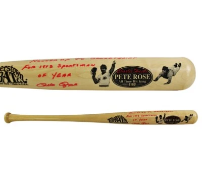 Pete Rose Signed Cincinnati Reds Cooperstown Engraved Blonde Bat- Runner Up - Image 1 of 4