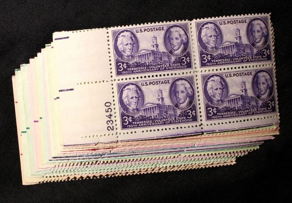 US STAMPS PLATE BLOCKS **FANTASTIC** Collection of 20 Vintage 3c Mint NH GRP066 - Image 1 of 1