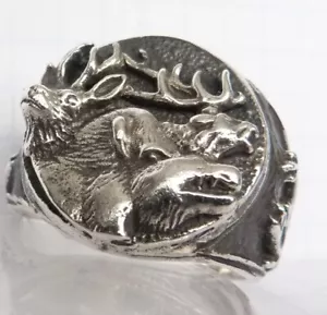 RING - der Hirsch. Reh. Wildschwein. – JÄGER - SILBER - Bild 1 von 8