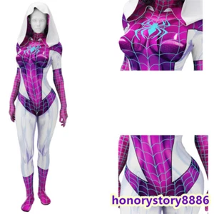 Spider-Man Gwen Stacy Tights Bodysuit Zentai Jumpsuit Halloween Cosplay Clothing - Picture 1 of 9