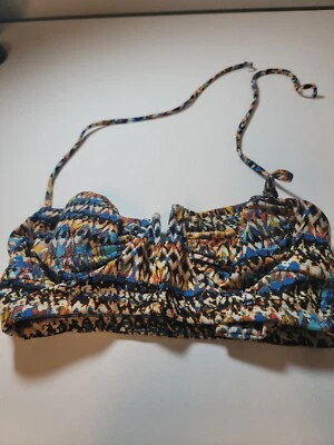 Traje de Baño Bisou Bisou Halter Top Talla S Ombre Multicolor Boho Tribal  Foto 1 de 4