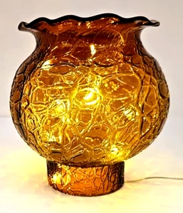 Vtg. 6 3/8"H Amber Textured Glass Lamp Shade 3" Fitting or Craft your own projec - Picture 1 of 9