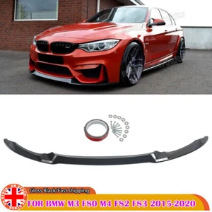 Front Lower Splitter For BMW M3 M4 F80 F82 F83 Shiny Black Spoiler Lip CS Style - Picture 1 of 12