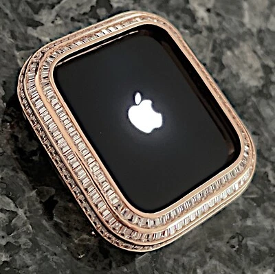  4,5,6,SE series 44mm Rose Gold Lab Diamond Apple Watch Case bezel Cover bling - Image 1 of 4