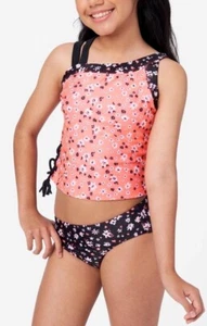 JUSTICE Girls Swimsuit Tankini Bikini Swim Set Plus Size 16 18 XL Floral Pink - Picture 1 of 7