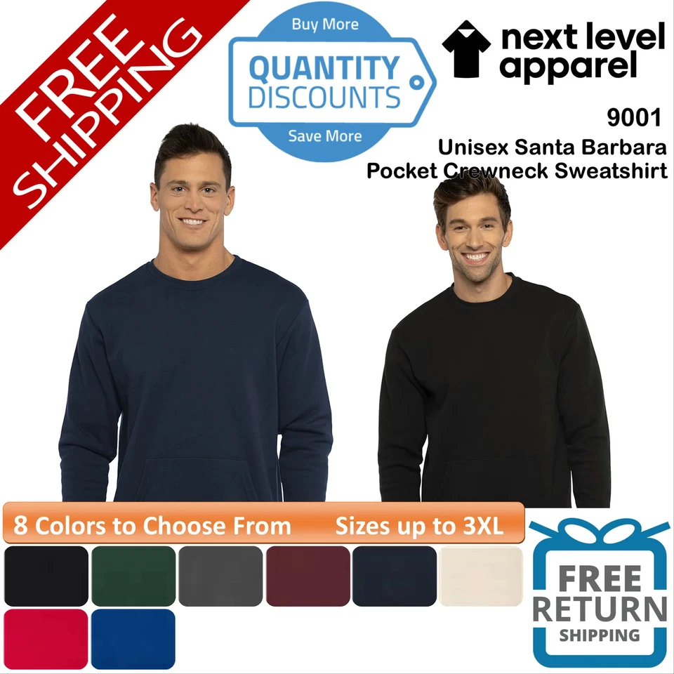 🔥 Moletom unissex Next Level Santa Barbara bolso gola redonda até 3XL 9001 - Imagem 1 de 1