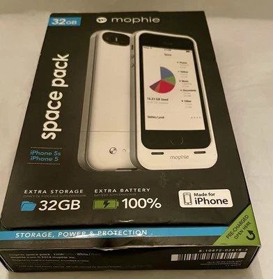 Mophie Space Pack 32GB Extra Storage Battery Case for iPhone 5 iPhone 5s White - Image 1 of 4