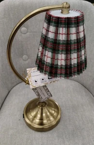 Laura Ashley LED TOUCH LAMP WHITE TARTAN rechargeable Christmas Holiday 3dim NEW - Picture 1 of 24
