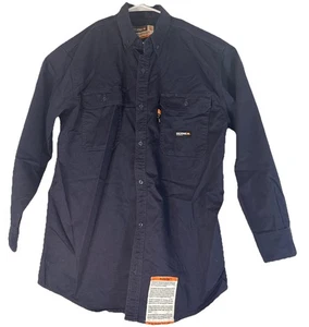Berne Mens Work Shirt Size L Flame Resistant HRC2 Navy Long Sleeve Button Down - Picture 1 of 14
