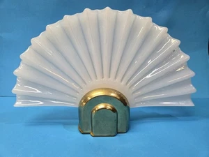 MCM Art Deco Moderno Murano Verri Blanco Ventilador Pantalla Latón Aplique Lámpara de Pared Raro - Imagen 1 de 20