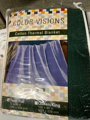 NUEVO en paquete Color Visions by Stevens manta térmica de algodón verde oscuro 72x90 Foto 1 de 4