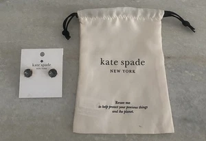 New With Tag Kate Spade Crystal Stud Earrings Gold Gray Silver Tone - Picture 1 of 5