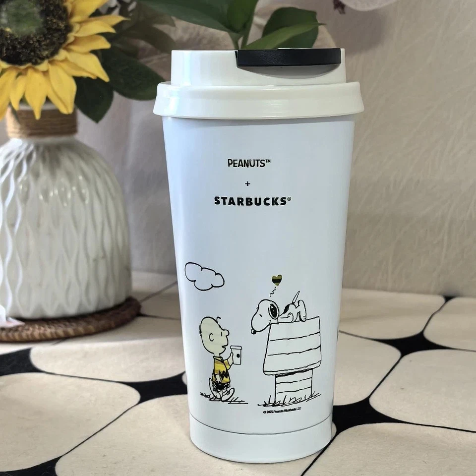 2025 Starbucks X Snoopy Limited White Cup Stainless Steel Water Cup 473ml/16oz - Image 1 of 4
