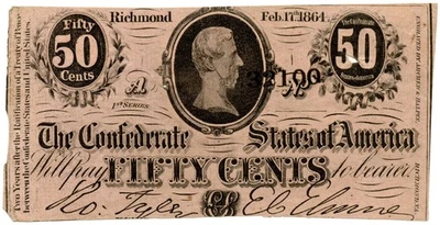 1864 50C Richmond, VA Confederate Note T-72 - Image 1 of 2