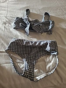Abercrombie Kids Girls Two Piece Plaid Bikini Swimsuit Size7-8 Blue EUC! - Picture 1 of 4