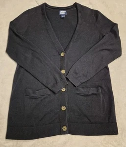 Land's End Women's S Black Cotton Lightweight Cardigan Sweater Black Button Up - Picture 1 of 10