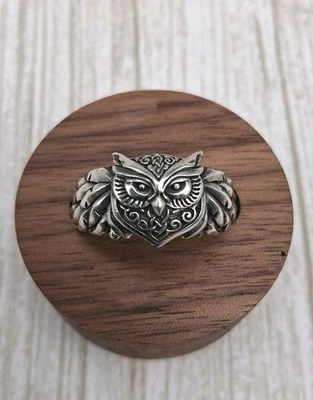 Anillo Búho, Plata de Ley, Talla 10, Gótico, Motociclista, Bohemio, Celta Foto 1 de 4