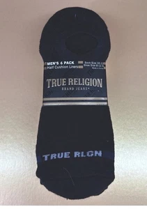 True Religion Men's 6 Pack Half Cushion Liners No Show Socks Shoe Size 8-12.5 - Picture 1 of 5