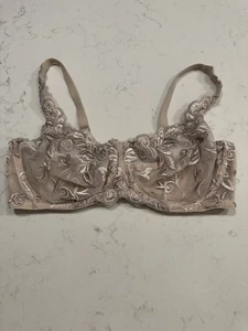 Soma Sensuous Lace Unlined Balconette Bra Nude Embroidered Flowers Sexy 36C - Picture 1 of 5