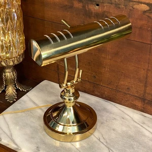 Vintage Brass Banker Piano Lamp Underwriters Laboratories Adjustable Arm ~ Works - Picture 1 of 18