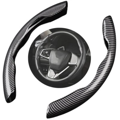 For Dodge Carbon Fiber Black Car Steering Wheel Booster Cover Accessories 2PCS - Image 1 of 4