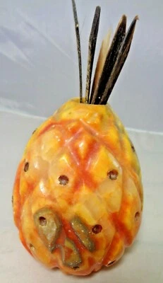 Piedra de alabastro italiana vintage de mediados de siglo mármol piña con tallos Foto 1 de 4