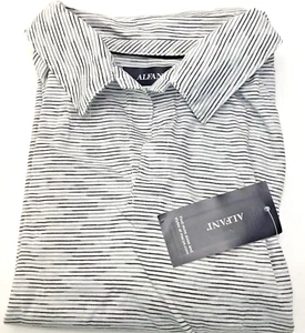 Alfani Men's Short Sleeve Striped Polo Shirt, White/Black, S - Picture 1 of 1