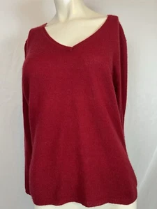 Marina Luna Women’s Red 100% 2 Ply Cashmere Crew Neck Pullover Sweater Size XL - Picture 1 of 9