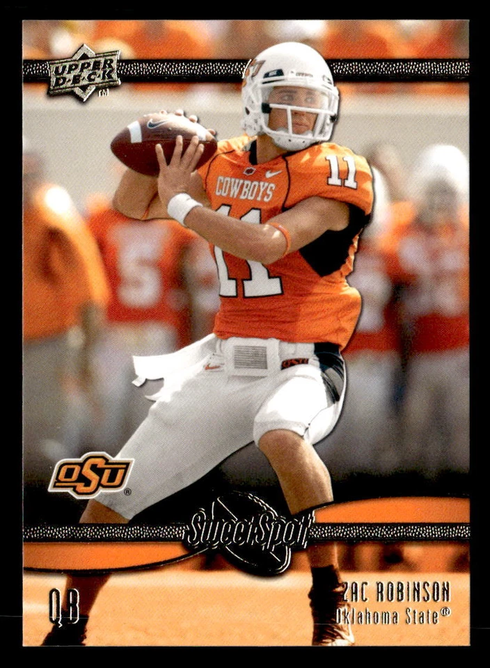 Zac Robinson 2010 Upper Deck NCAA Sweet Spot Card #74 Oklahoma State Cowboys - Image 1 of 2