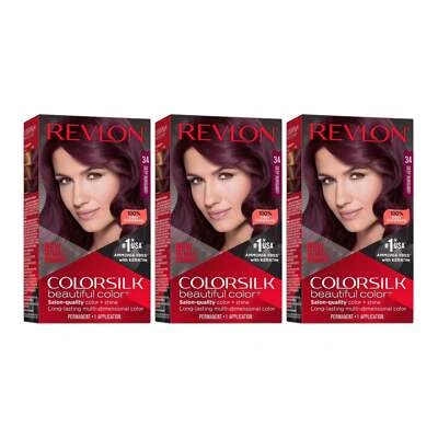 Hermoso color de cabello Revlon ColorSilk - 34 borgoña profunda (paquete de 3) Foto 1 de 4