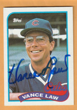 Vance Law Chicago Cubs AUTO Signed 1989 Topps BYU Cougars 6D